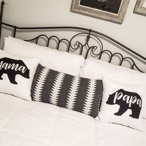 Mama & Papa Bear Black and White Bear Pillow Set